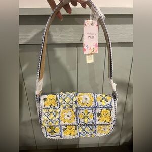 TikTok Viral Lemon/ Floral Beaded Bag in Blue/Yellow and Blue Gingham